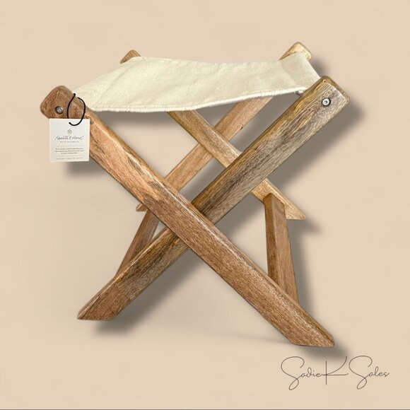 Foldable Outdoor Patio Stool Natural/Cream - Hearth & Hand Magnolia -Target 2025 - Picture 5 of 11